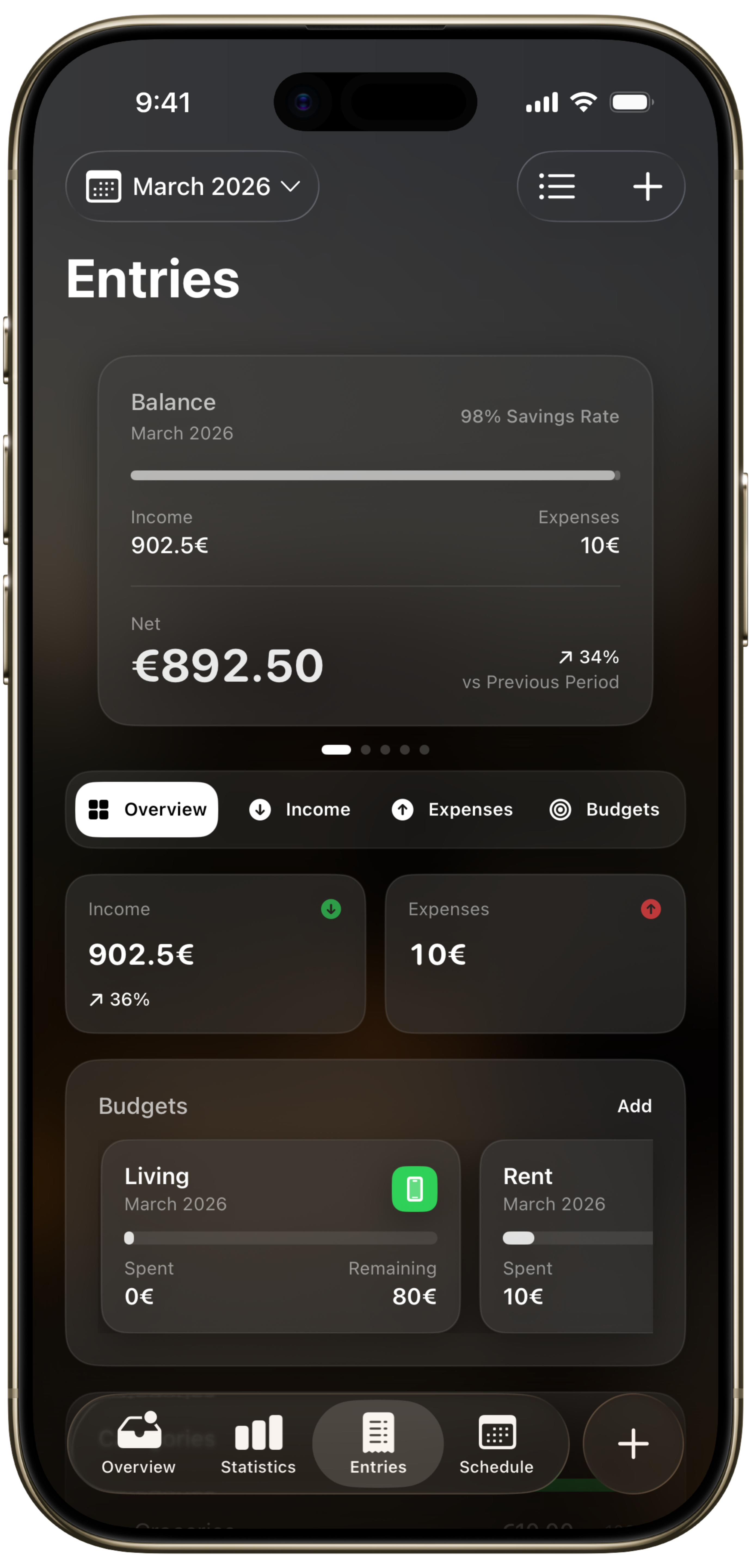 ShiftTap Bargeld-Ausgaben auf dem iPhone