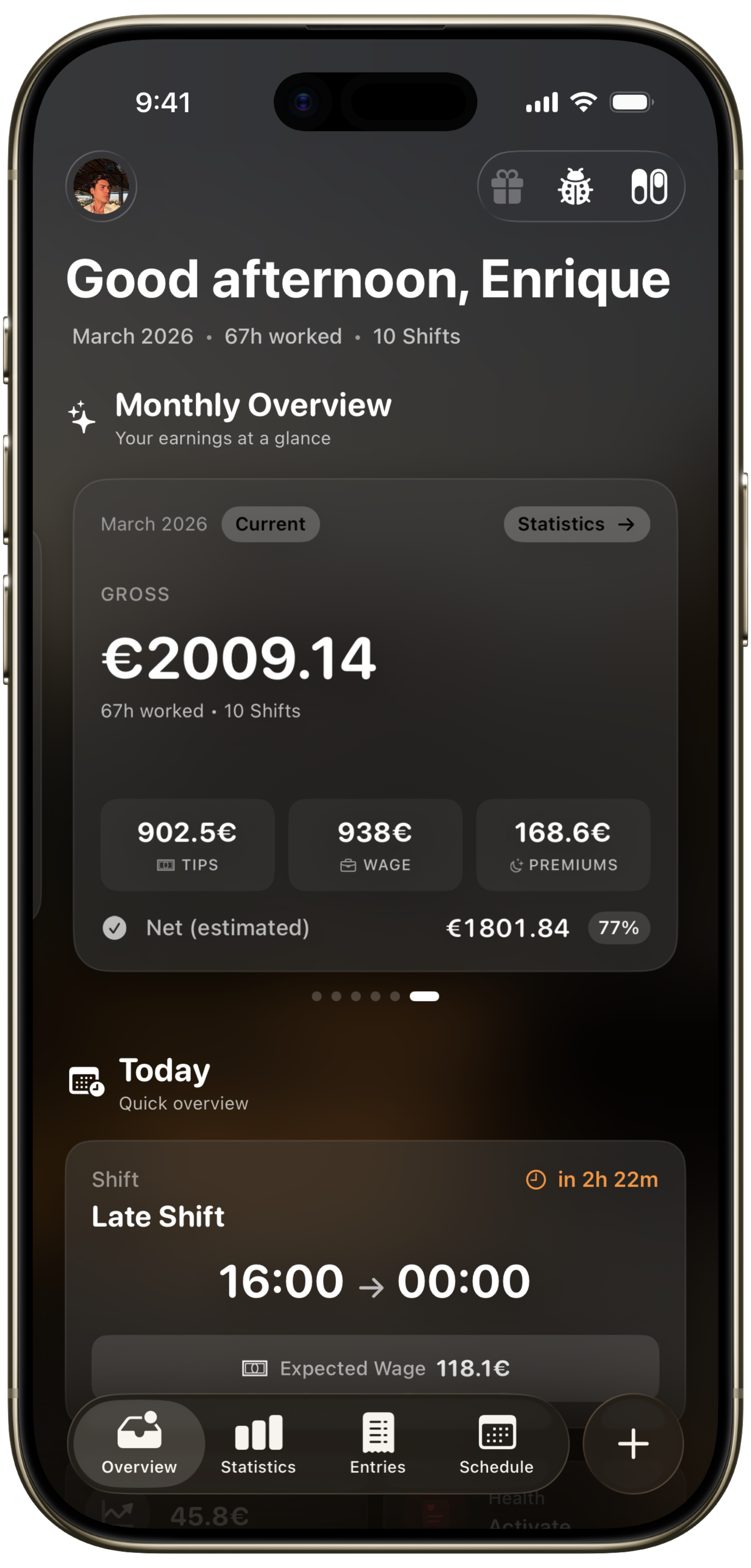 ShiftTap Startseiten-Mockup auf dem iPhone
