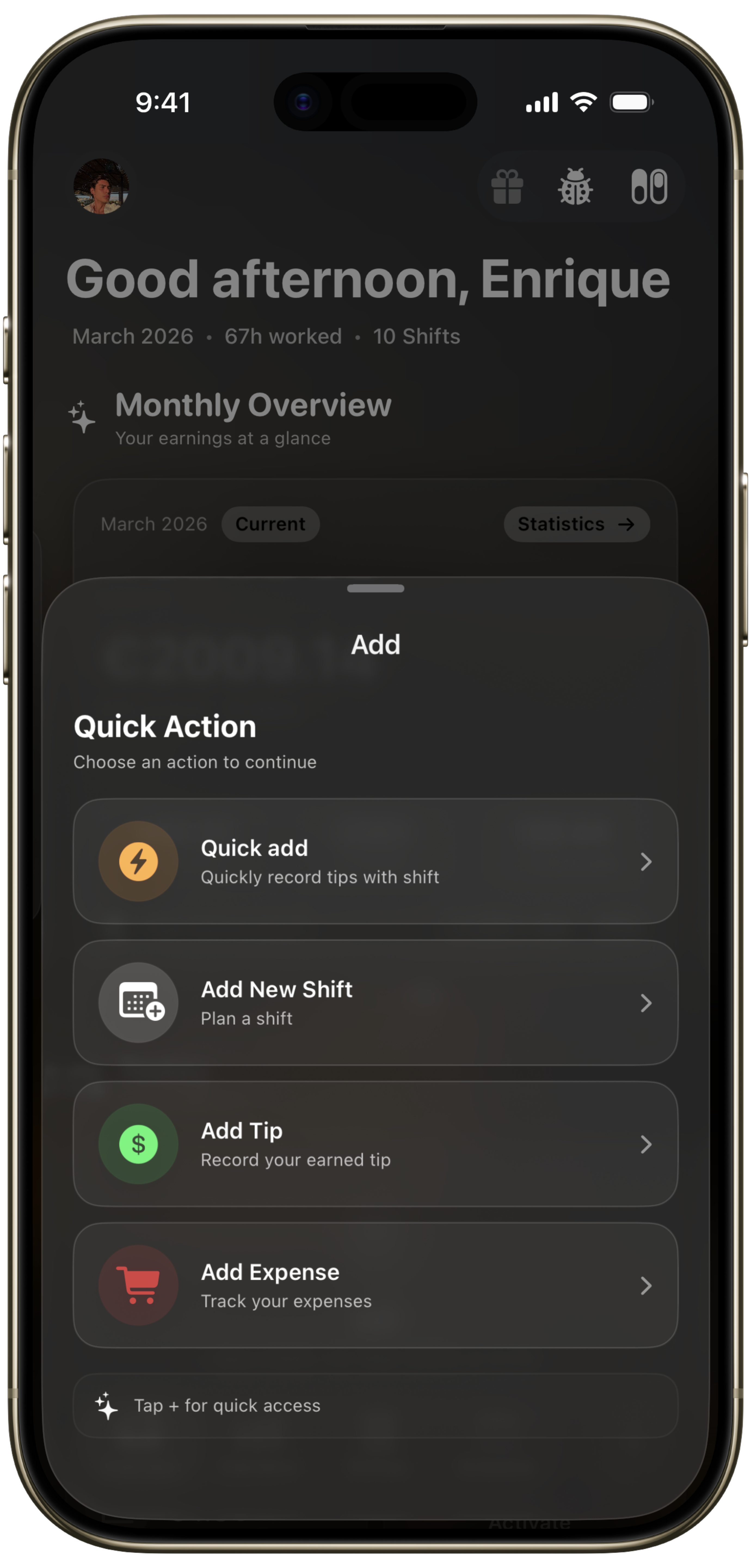 ShiftTap Schnellaktionen auf dem iPhone